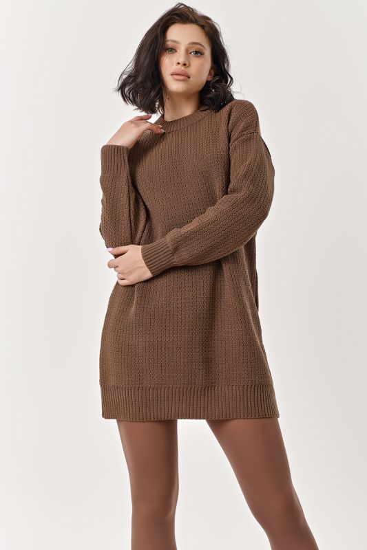 Coffee short wool knitted dress