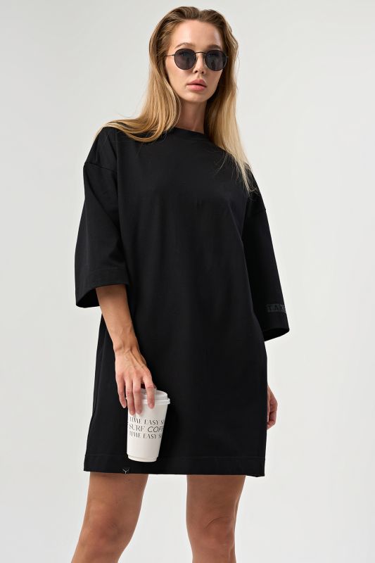 T-shirt dress with print on the arm black