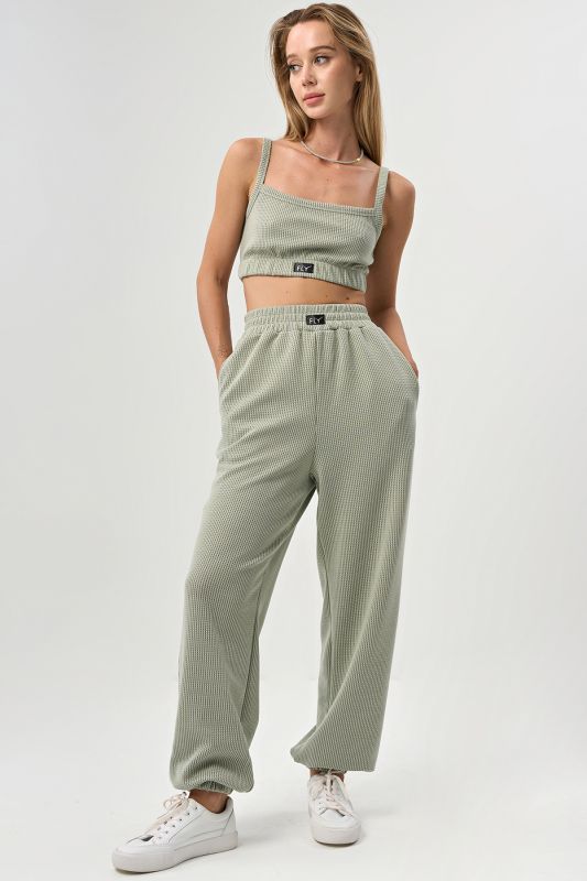 Sage textured knit pants