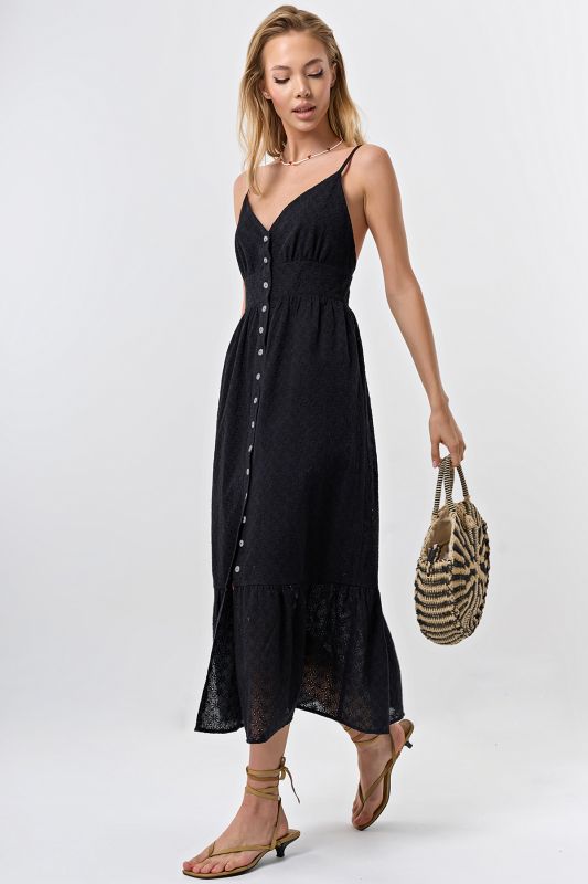 Cotton lace summer sundress black