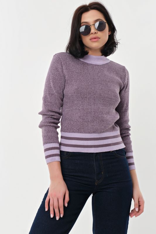 Short sweater with cotton in composition lavender