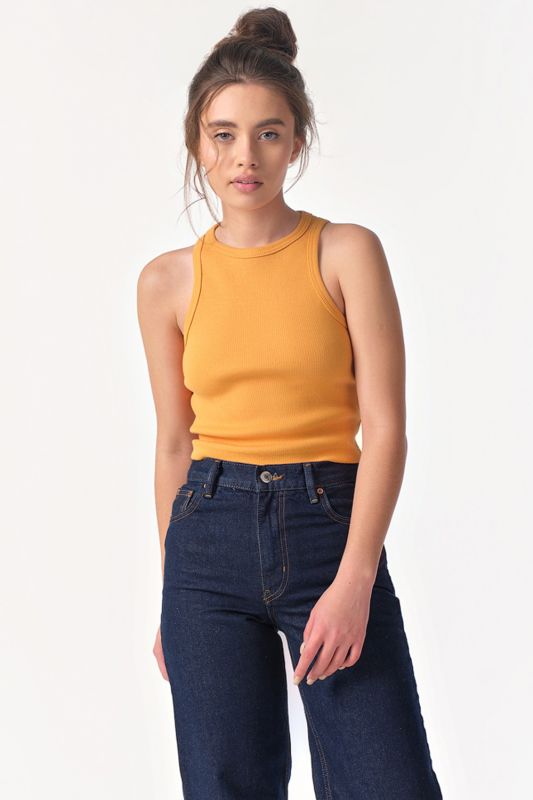 Yellow cotton knit crop top