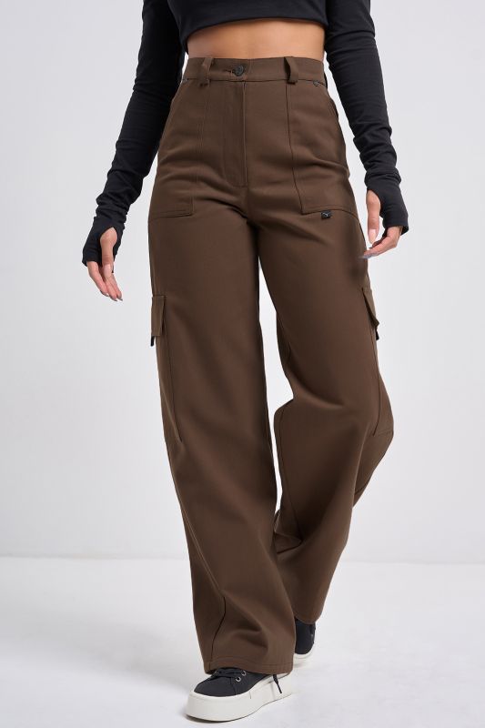 Straight cotton kargo pants brown