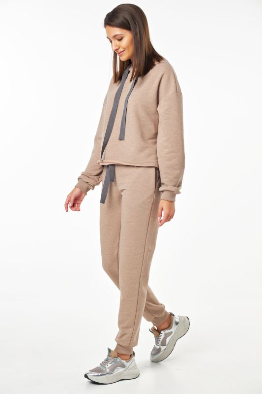 Beige m_lange cotton hooded knitted sports suit