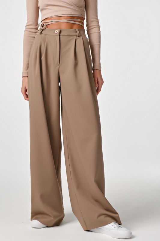 Beige palazzo pants with high waist