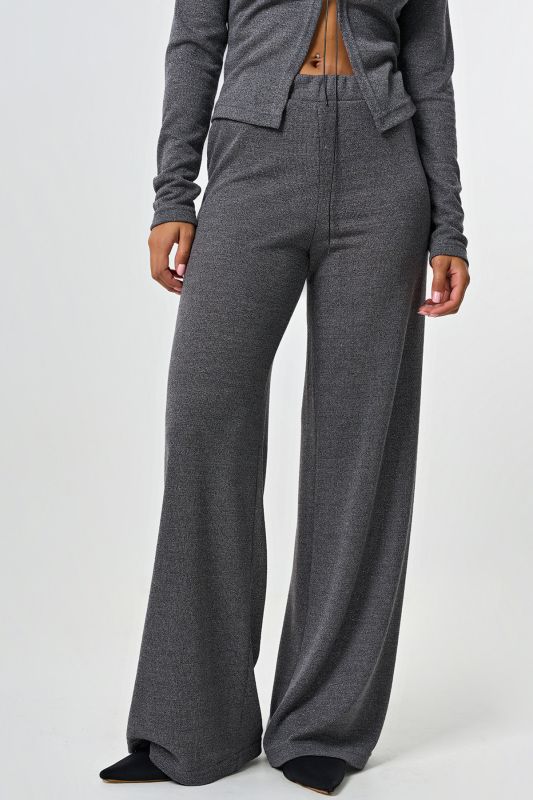 Wide pants made of openwork knit with lurex gray