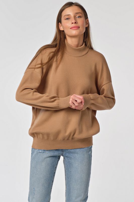 Camel wool loose knit sweater jacket