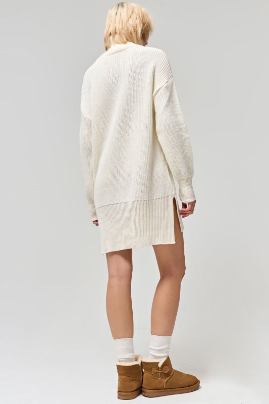 Knitted dress with cotton in composition milk color