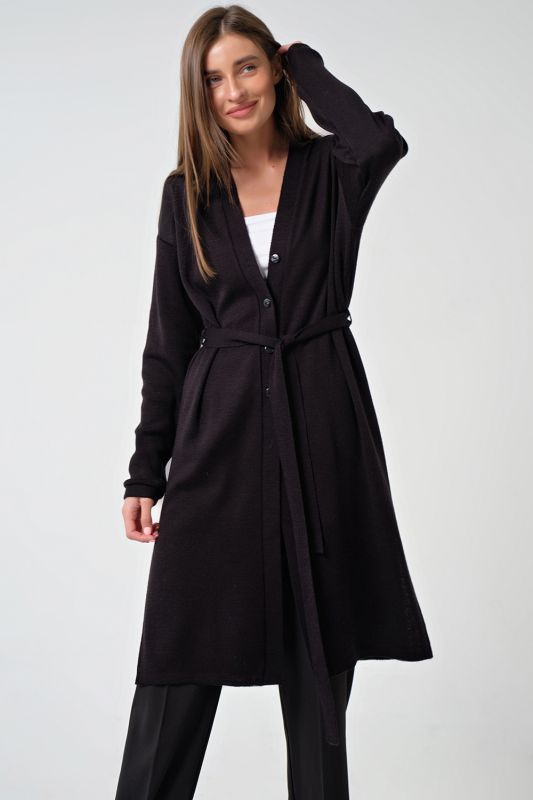 Long knitted cardigan with buttons black