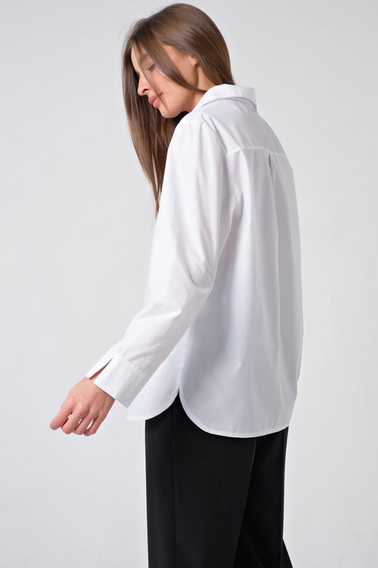 Long sleeve straight shirt without button white