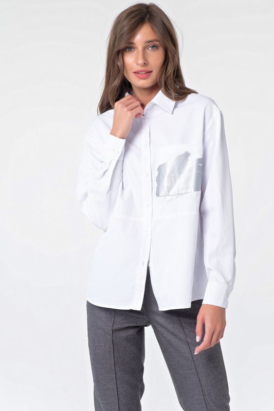 Classic basic shirt with cotton print white