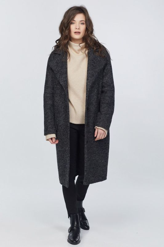 Long wool overcoat over-size coat black melange