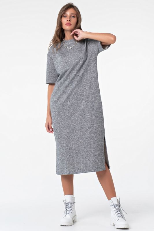 Grey melange futer midi dress