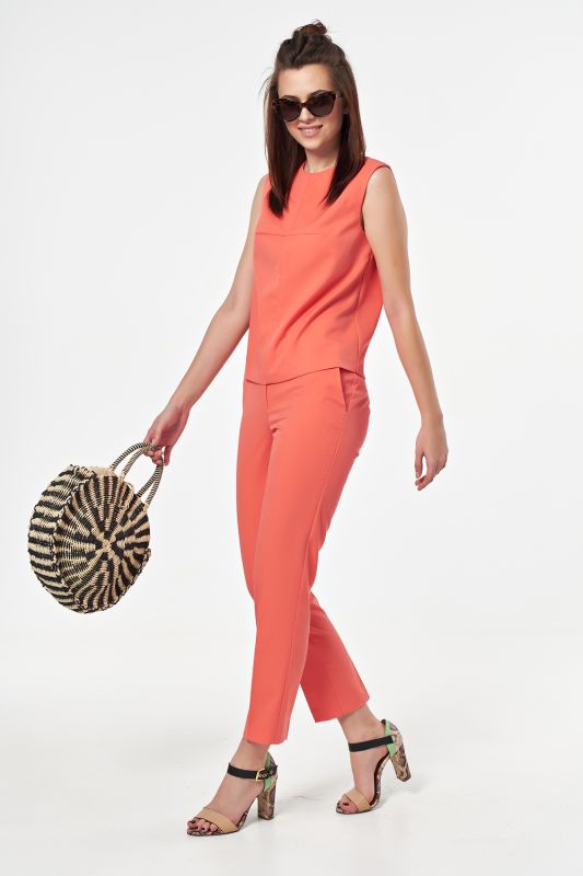 Summer pantsuit with coral top