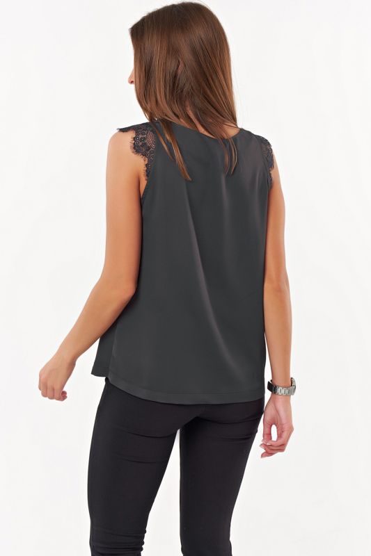 Basic straight top with graphite lace