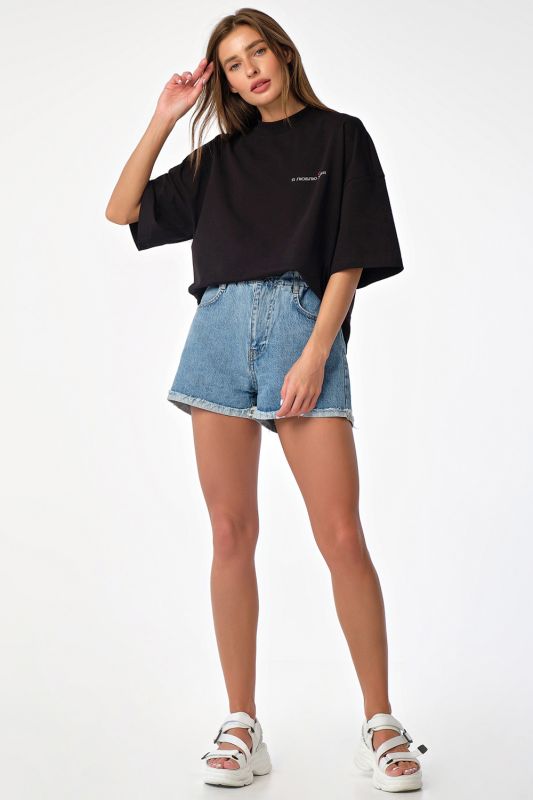 Oversize T-shirt with cotton lettering black