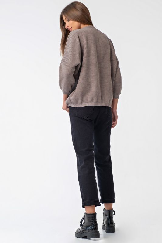 Cotton m_lange walnut buttoned knitted over-size sweater