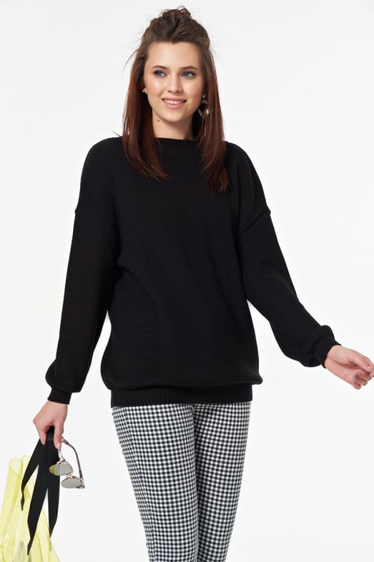 Long sleeve loose warm knitted sweater black