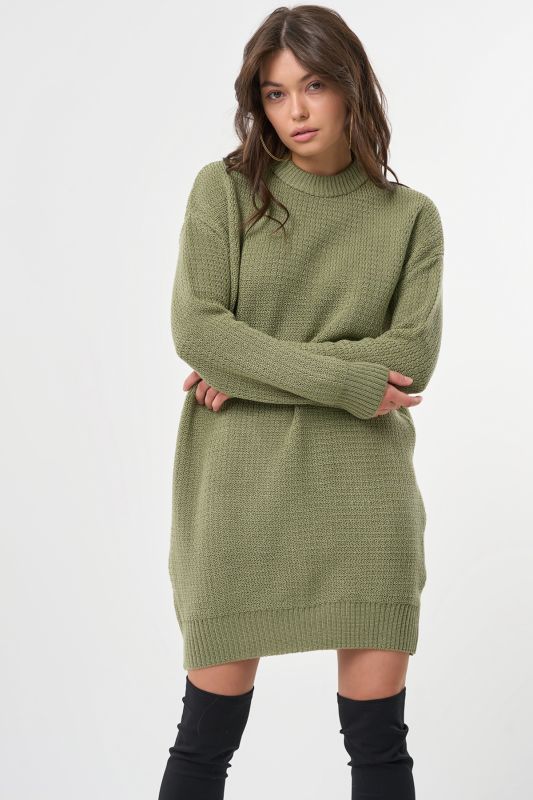 Knitted short wool dress olive