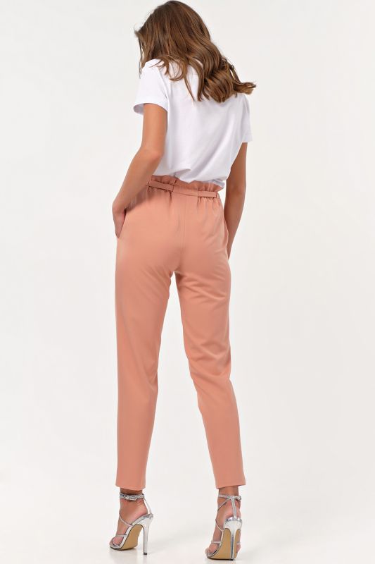 Summer pants with elastic band with pockets pink and peach