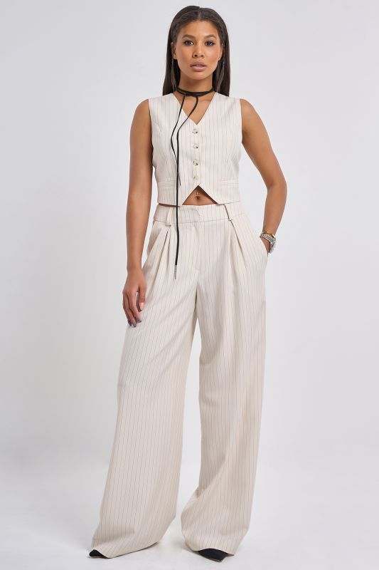 Milk striped suit vest