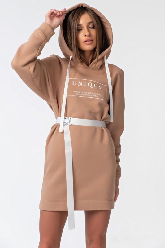 Beige fouter dress with fleece