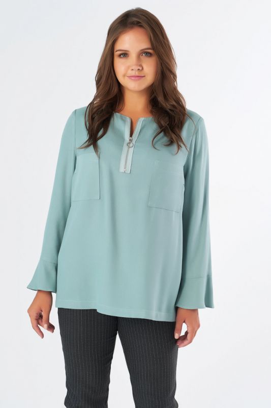 Mint long sleeve office blouse in large size