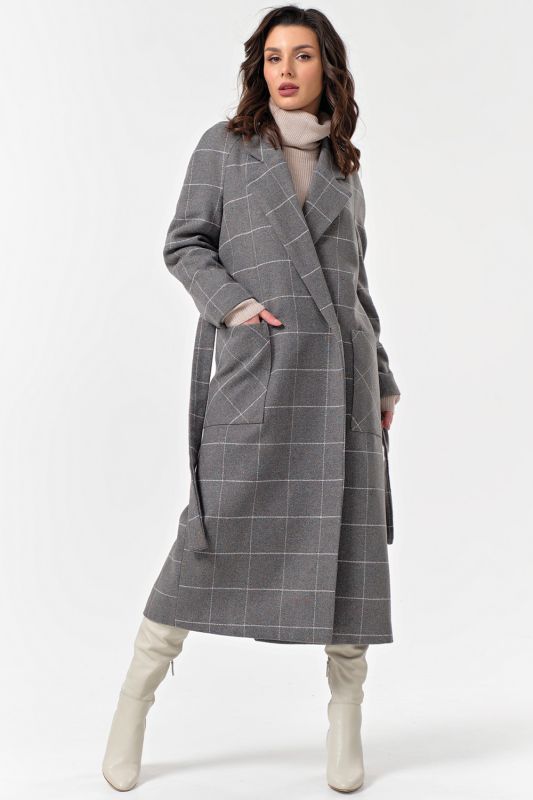 Long plaid coat gray