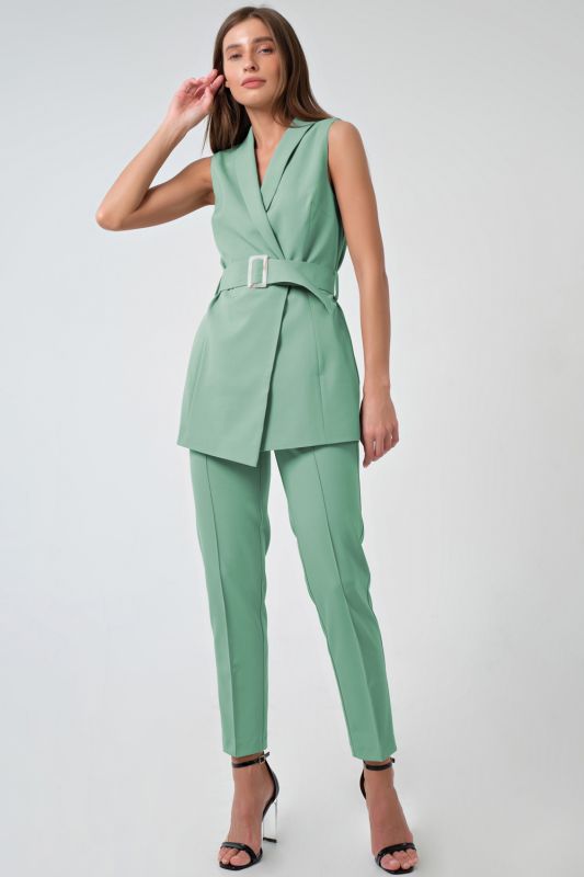 Mint office pants suit with vest