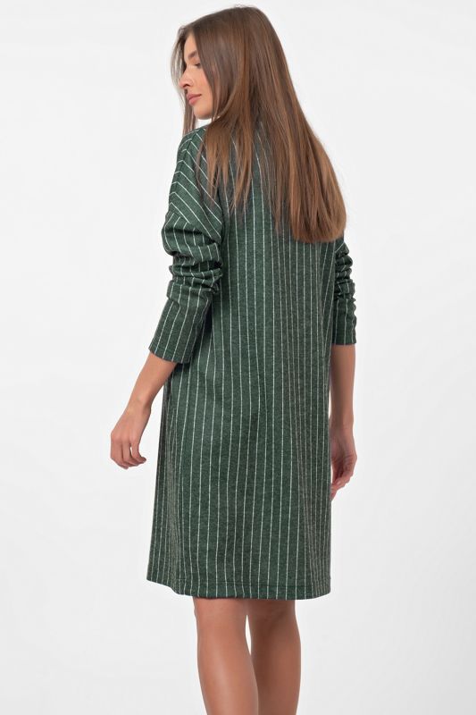 Striped Straight Neck Oversize Dress on Green