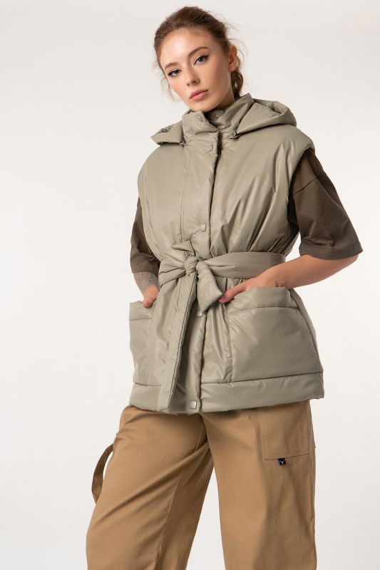 Overcoat insulated overcoat with hood with zipper Olive