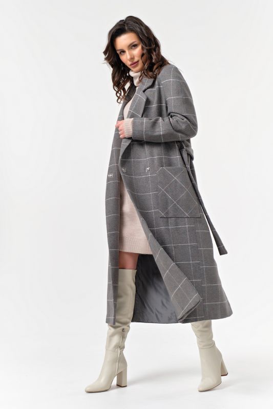 Long plaid coat gray