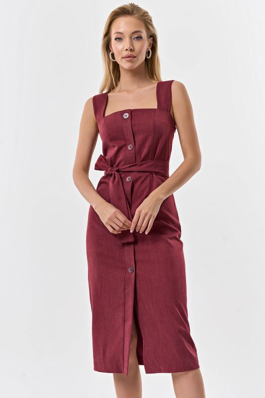 Office sundress with buttons on the front burgundy