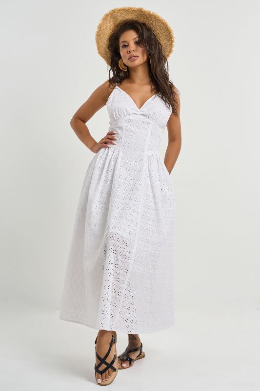 Summer sundress with imitation lace white