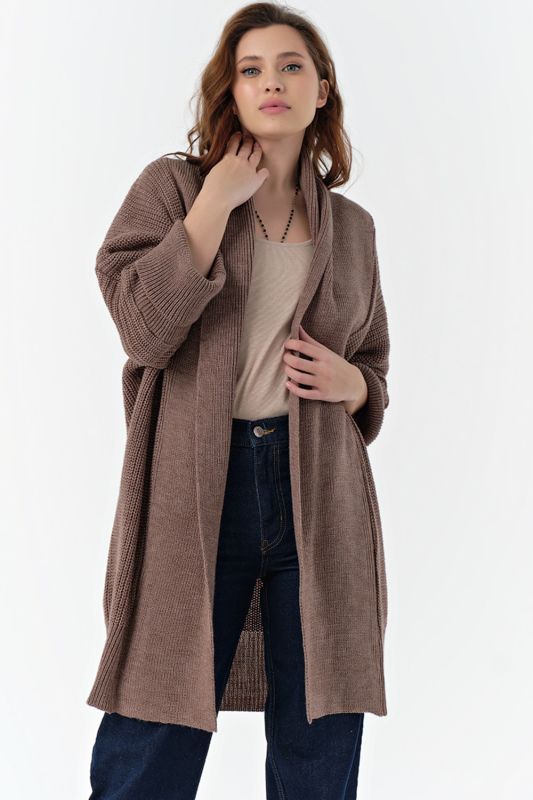 Cardigan knitted voluminous melange melange walnut