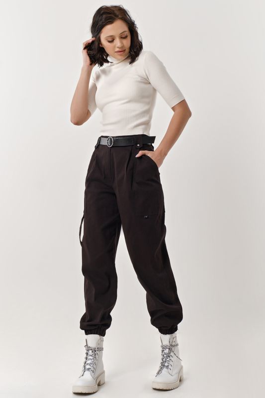 Black cotton cargo pants