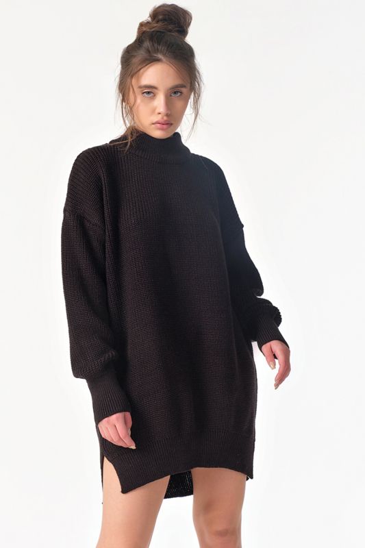 Free silhouette knitted sweater dress black