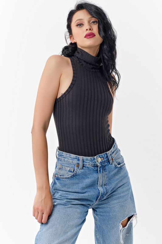 Black knitted bodysuit