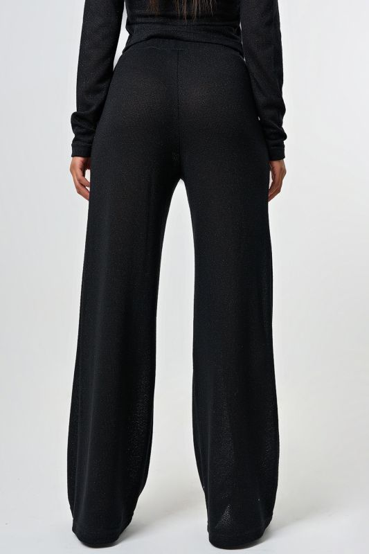 Wide pants made of openwork knit with lurex black