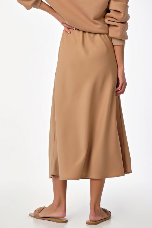 High-waisted flared skirt beige