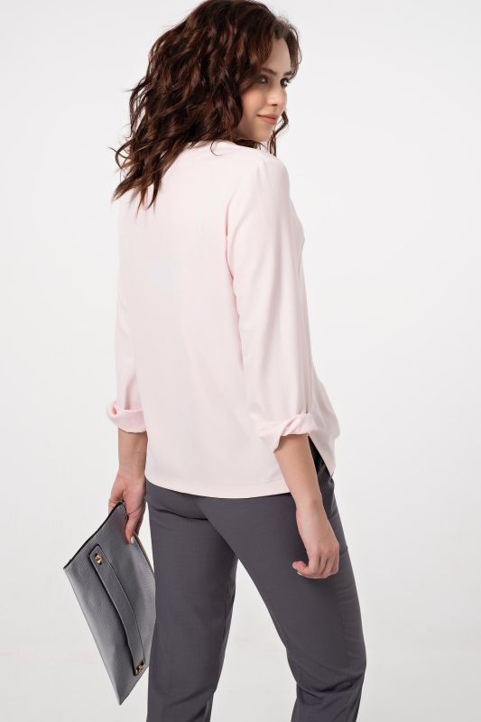 Office straight v-neck blouse in pale pink