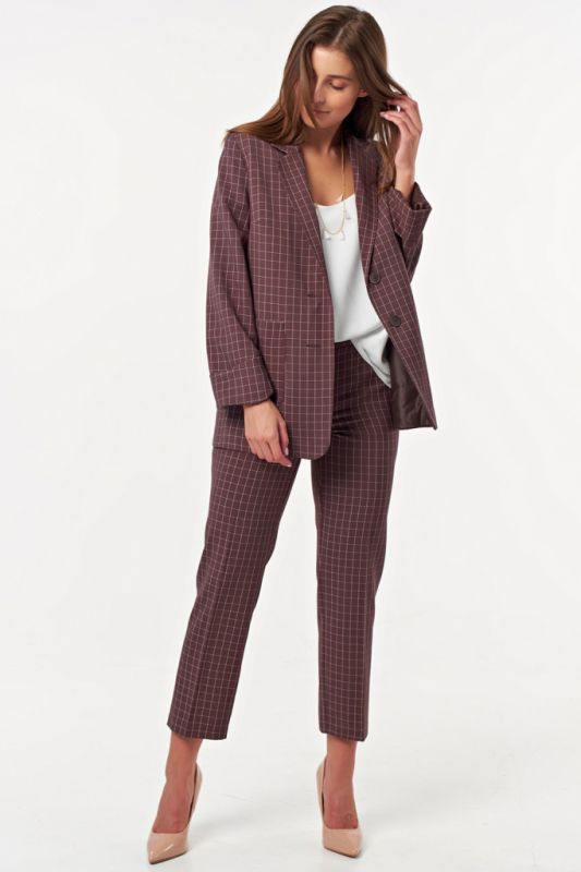 Classic pants suit in bitter chocolate plaid