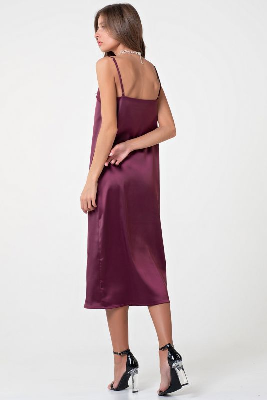 Lingerie-style midi combination dress in berry color