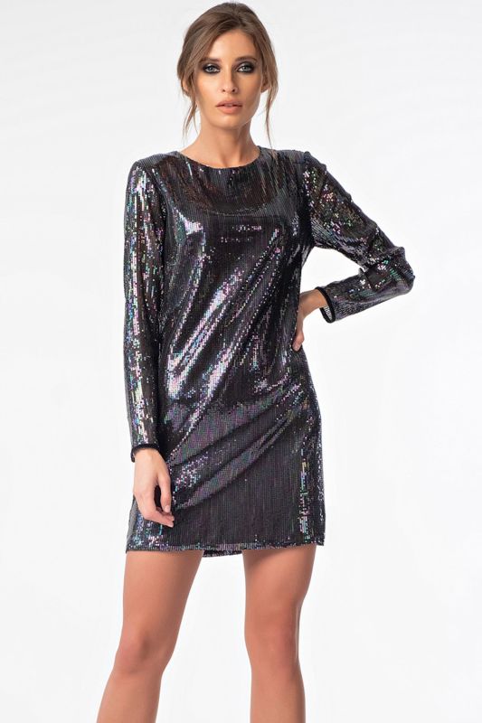 Black sequin knitted dress with fitted silhouette