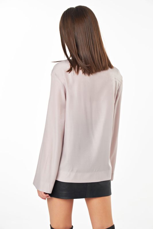 Blouse with bow on the neck gray-beige