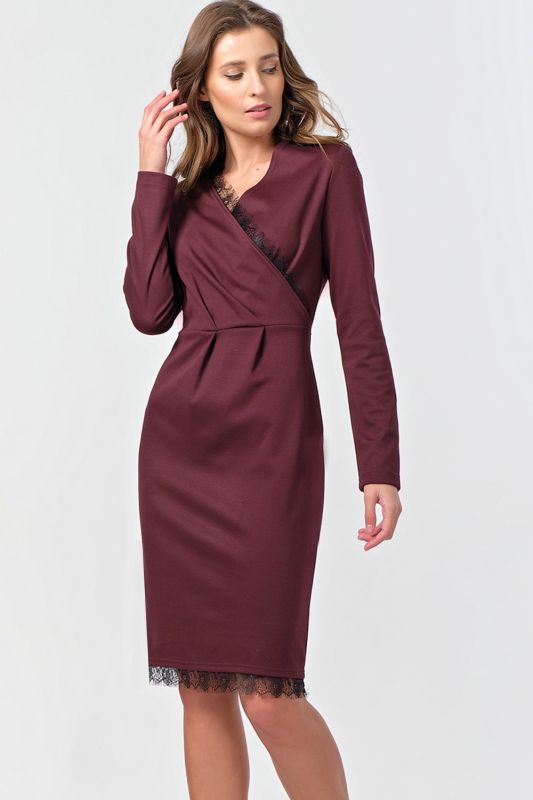 Dark maroon dress with a flap on the chest