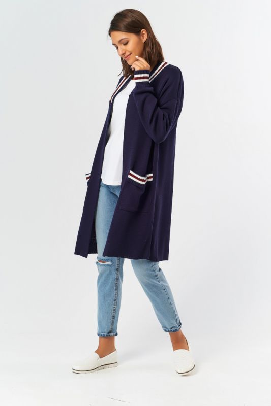 Knitted loose cardigan with pockets blue