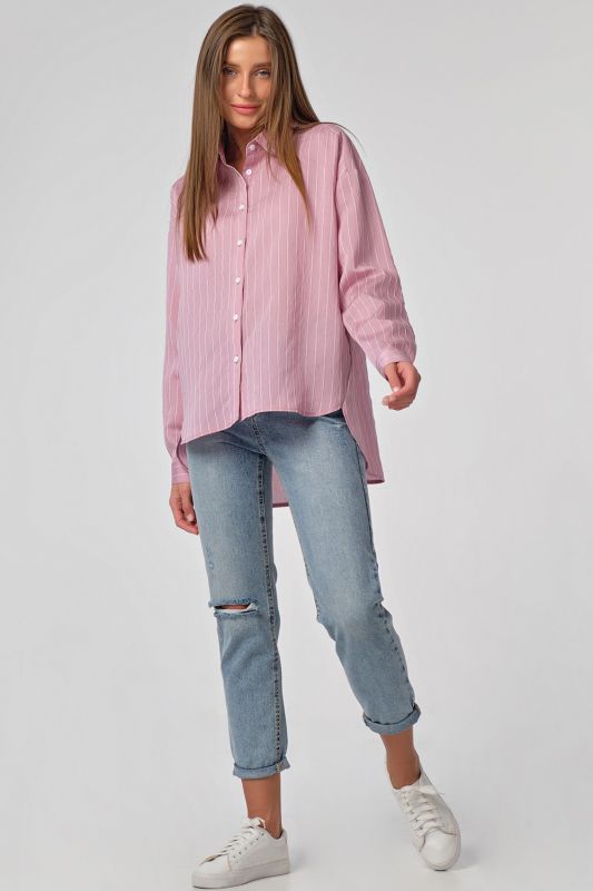 Long striped oversize shirt on mauve