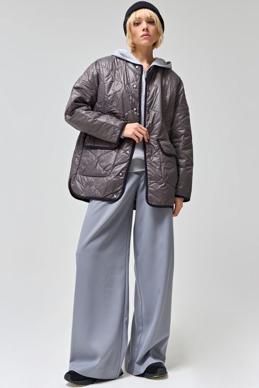 Quilted asphalt raincoat jacket