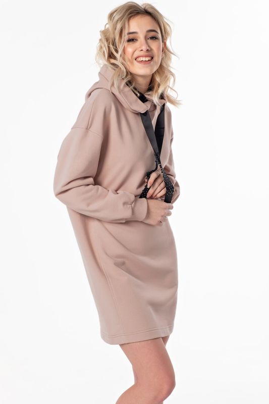 Dusty Rose Sporty Dress with Hooded Futer Hood